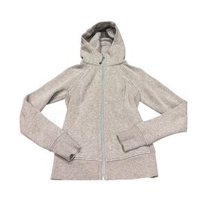 Lululemon full zip scuba hoodie light purple/gray thumbholes athletic size 2